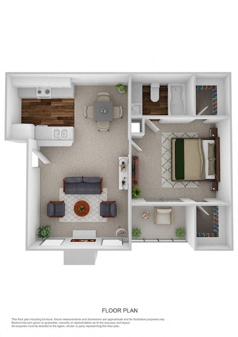 Park Place Apartments A2 1x1 620sqft Floorplan